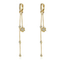 Hot Sale Fashion Women's Geometric Shape Long Earrings 18K Gold Plated Cubic Zircon Trendy Party Gift