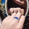 925 Sterling Silver White Gold Fashion Ring for Women Wedding Baguette Gemstone with Sapphire Zircon Diamond for Parties