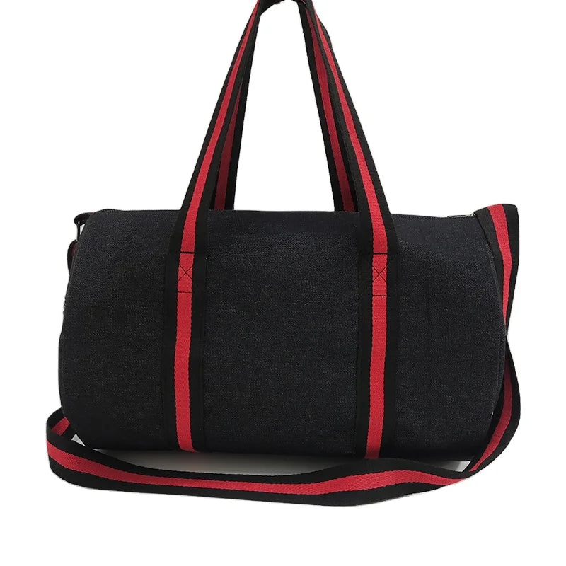 Promotional Durable Denim Fashion Women Travel Duffel Bag Ladies Daily Vacation Beach Crossbody Yoga Bag Teenager Sports Handbag