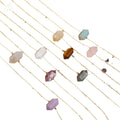Double Stick Point Pendant Necklace Handmade Fine Jewelry with Natural Real Crystal Hexagon Stone Gold Plated