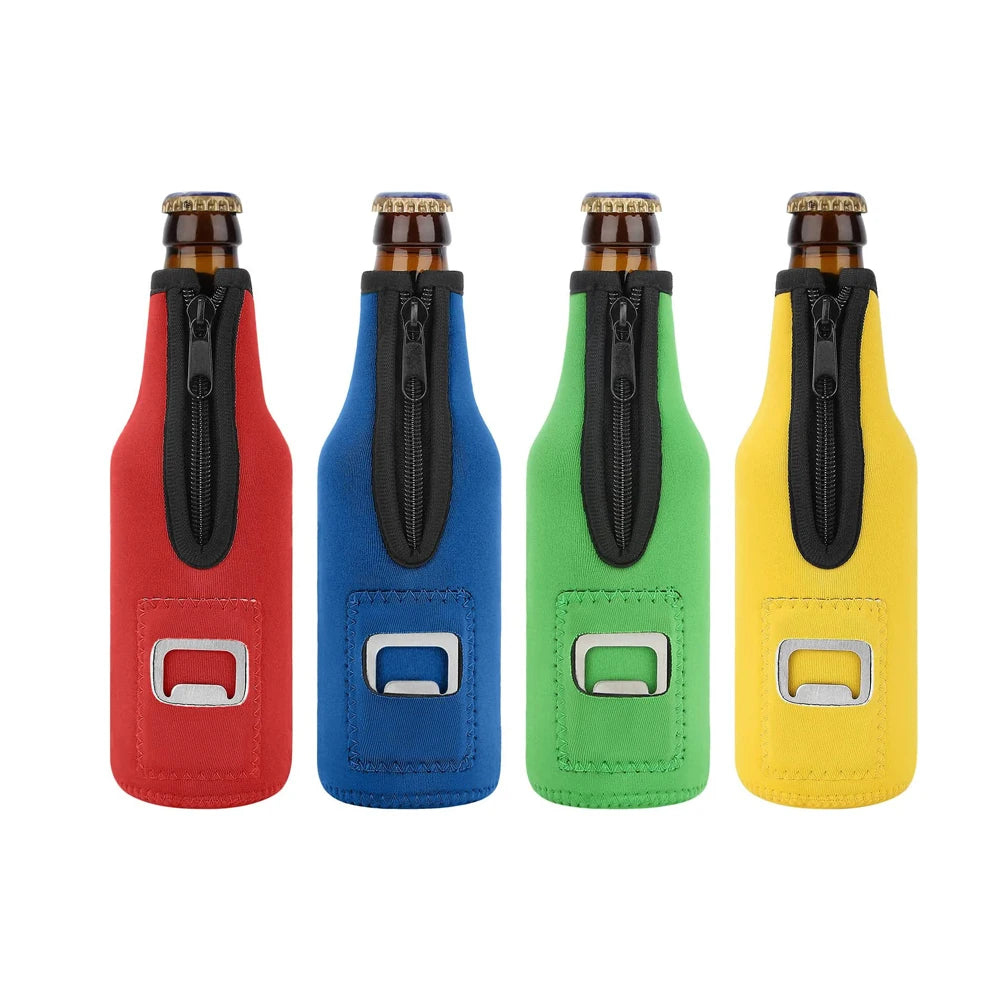 Insulated 330ml Sublimation Can Sleeves Neoprene Colorful Beer Sleeve Cooler with Bottle Opener Pocket