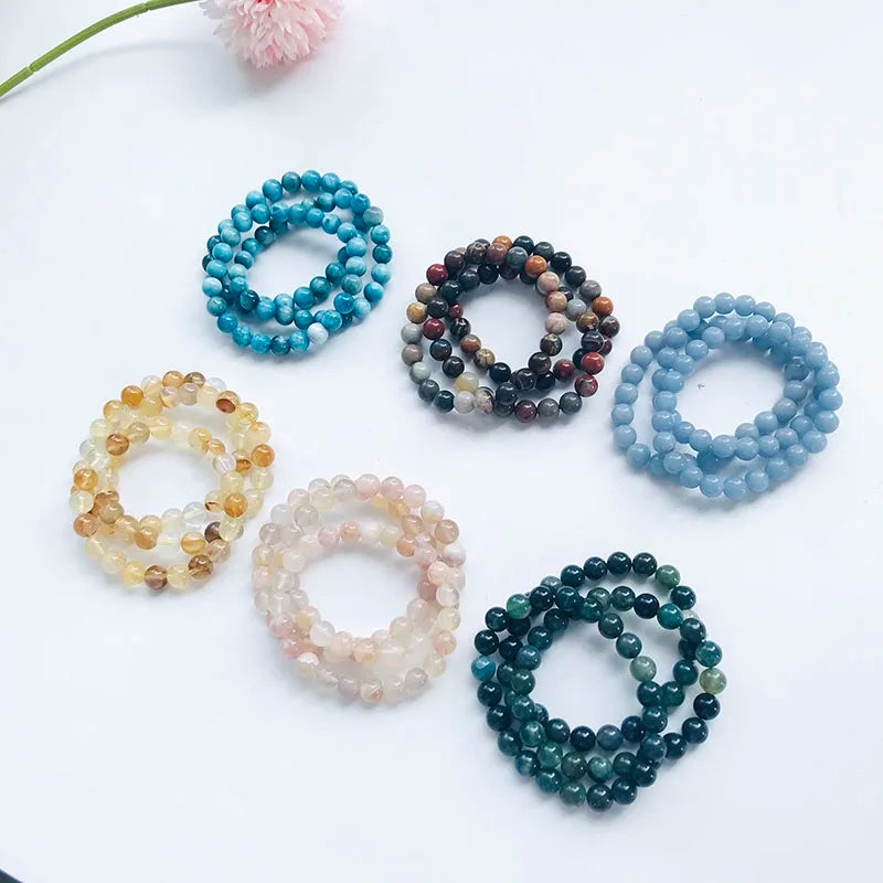 Wholesale 8MM 10MM  Healing Rose Quartz Amethyst Crystal Tiger Eye Stone Natural Stone Different Gemstone Bracelet for Gift