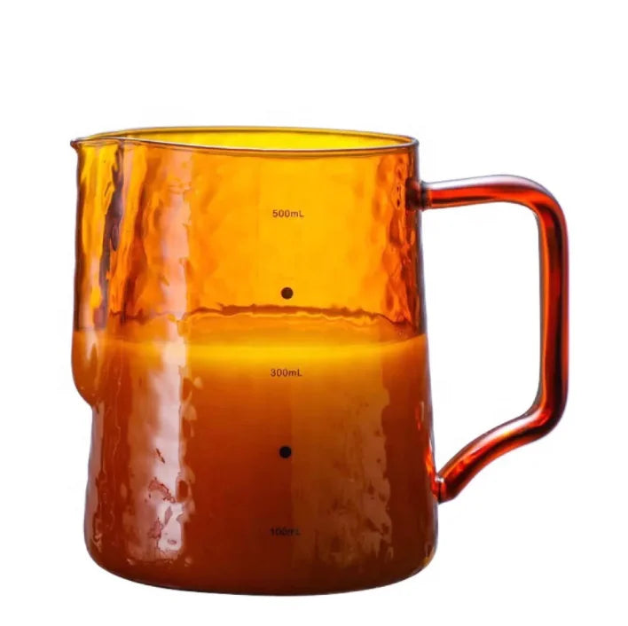 Colored Glass Espresso Steaming Metal Milk Jug Stainless Steel Barista Pitcher 350ml 600ml 900ml Bevel Espresso Frothing Pitcher
