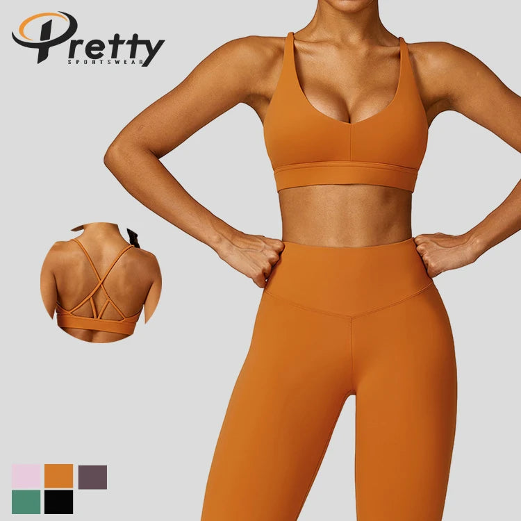 2024 New Fashionable OEM Custom Quick Dry Gym Wear Women Sets Sexy Bra Fitness Yoga Suit Woman Workout Bra