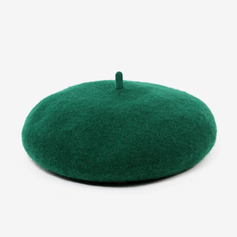 Custom Embroidery Logo French Style Wool Beret Hat for Women Solid Color Blank Berets