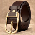 Wholesale Comfortable Vintage Cow Hide Leather Men's Custom Logo Cowboy Belts Zinc Alloy Buckle Adjustable Length 3.8cm Width