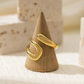 New Arrival 18K Gold Plated Snake Shape Adjustable Micro Cz Diamond Stainless Steel Opening Ring for Women