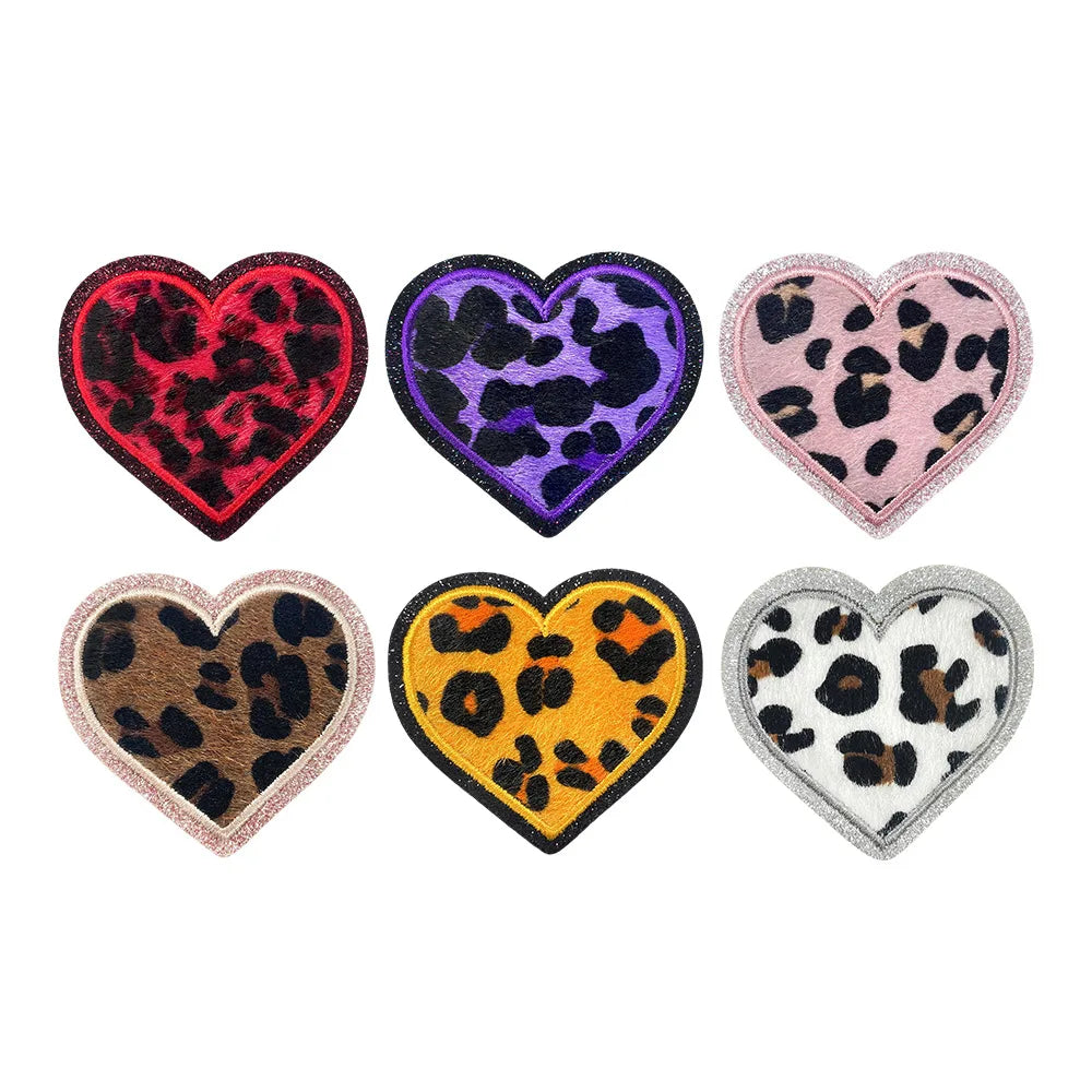 Hot-selling Trendy love Leopard Print Ironed Gritty Small Fabric Patch DIY Bag Hat Small Patch Clothing Label
