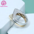Fantastic Jewelry Colorless D VVS Round Brilliant Cut 14K Real White & Yellow Gold Diamond Hip Hop Moissanite Ring for Gift