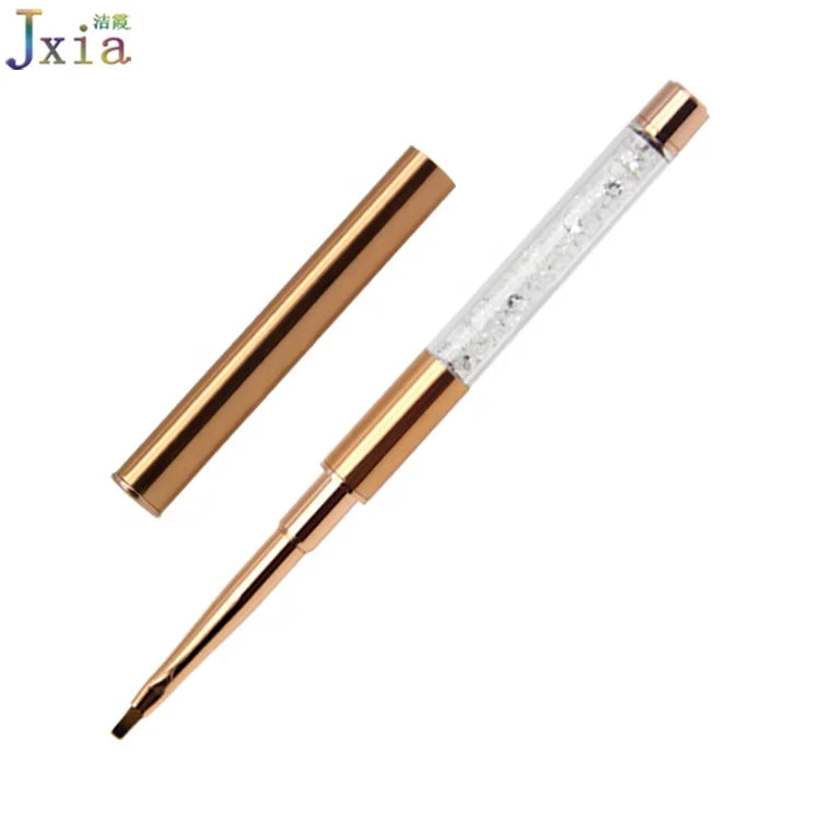 Jiexia Rose Gold Color Nail Art One Step Pen Flat Gel Liner Nails Brush