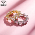 Top Icy New Arrival Fashion Rings  Cubic Zircon CZ Silver Full Diamond Baguette Ring