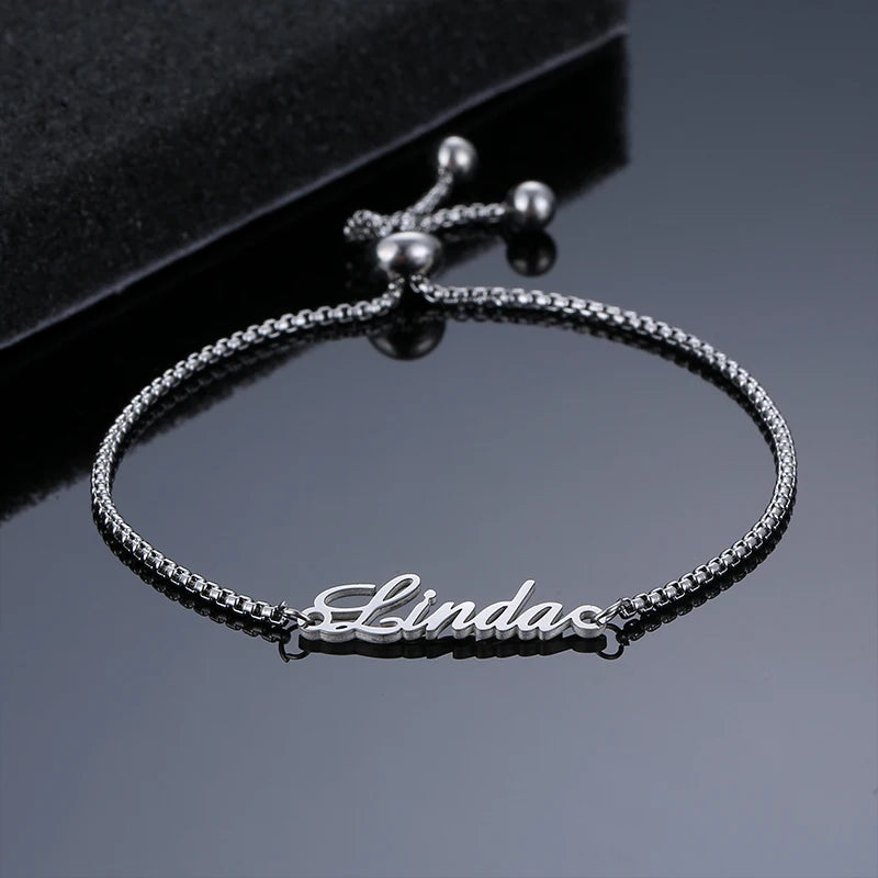 Custom Name Bracelet Stainless Steel Adjustable Popcorn Chain Bracelet Personalized Gift for Girlfriend Mother's Day Gift