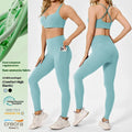 High Waist Sports Fitness Clothing Suit Environmentally Friendly Renewable Peach Yoga Apparel Spandex/Nylon Hip Belly Set