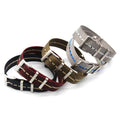 3 Ring Twill Nylon Watch Strap for Dive Watch 1 Piece Strap 18mm 20mm 22mm Bulk Nylon Watch Band Brushed Steel Buckle
