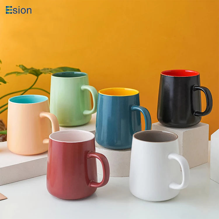 Top Seller Nordic Household Matte Two Color 16 oz Ceramic Coffee Mug Pottery Mug Tea Cup Drinking Cup