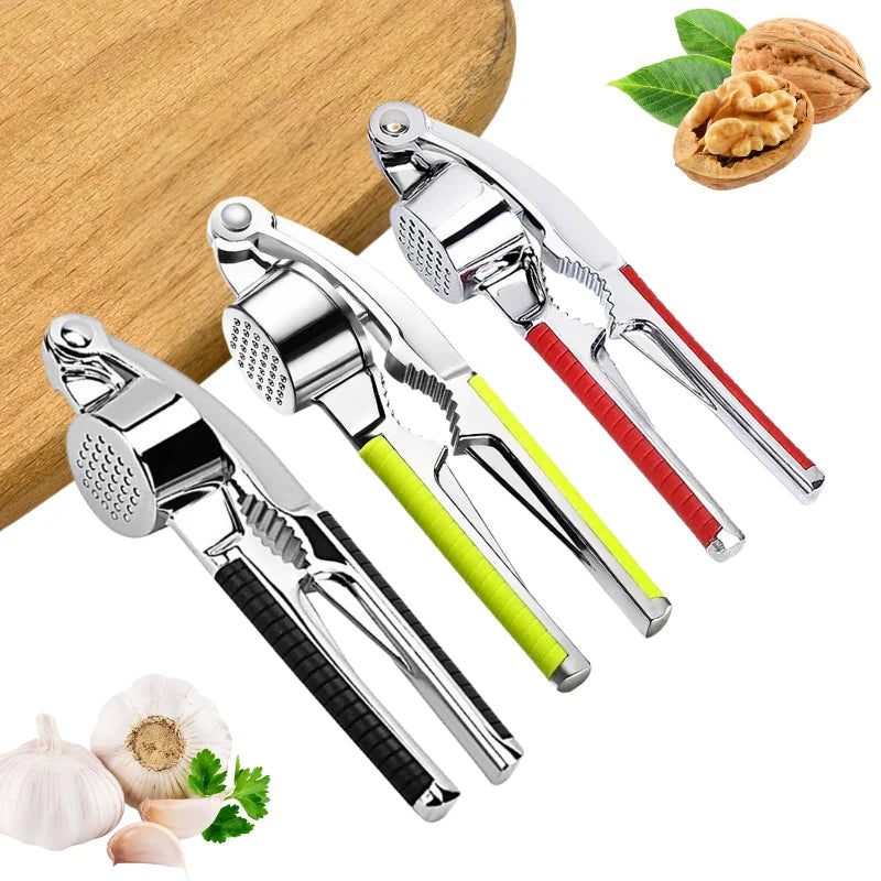 High Quality  OEM Custom Packing Colors Zinc Alloy Kitchen Garlic Juicing Tools  Peeler  Garlic Press Crusher