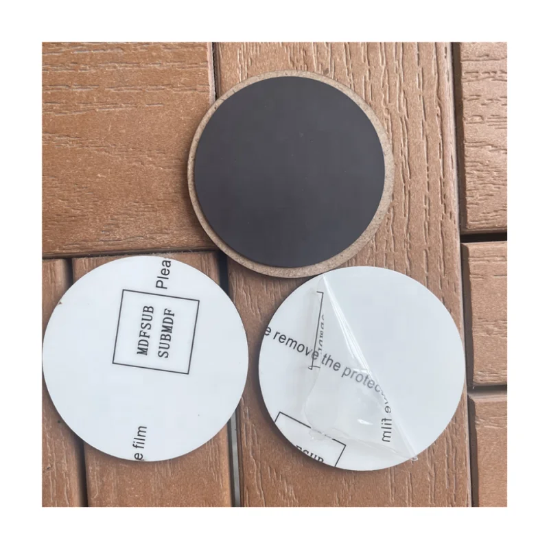 MDFSUB Modern 3'' Wooden Magnetic Sticker Sublimation Magnet Blanks Circle Fridge Magnets with Protective Film