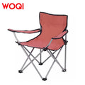 WOQI Iron Portable Lightweight Foldable Backrest Camping Chair with Handbag and Printing for Park Use Modern Design