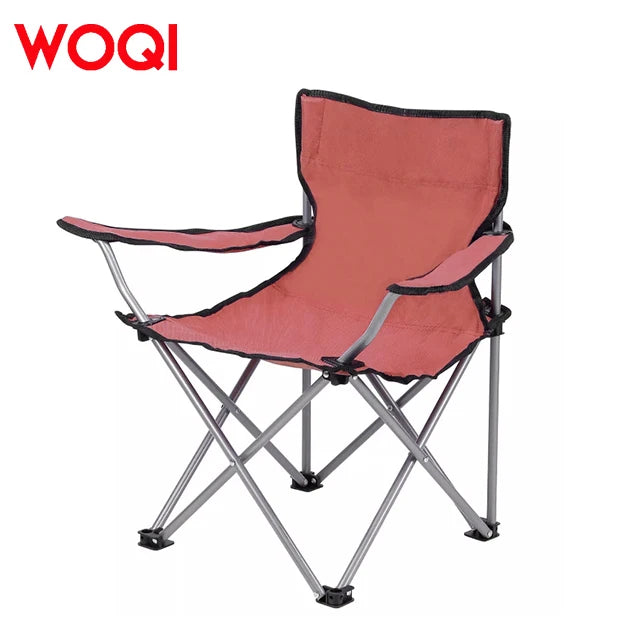 WOQI Iron Portable Lightweight Foldable Backrest Camping Chair with Handbag and Printing for Park Use Modern Design