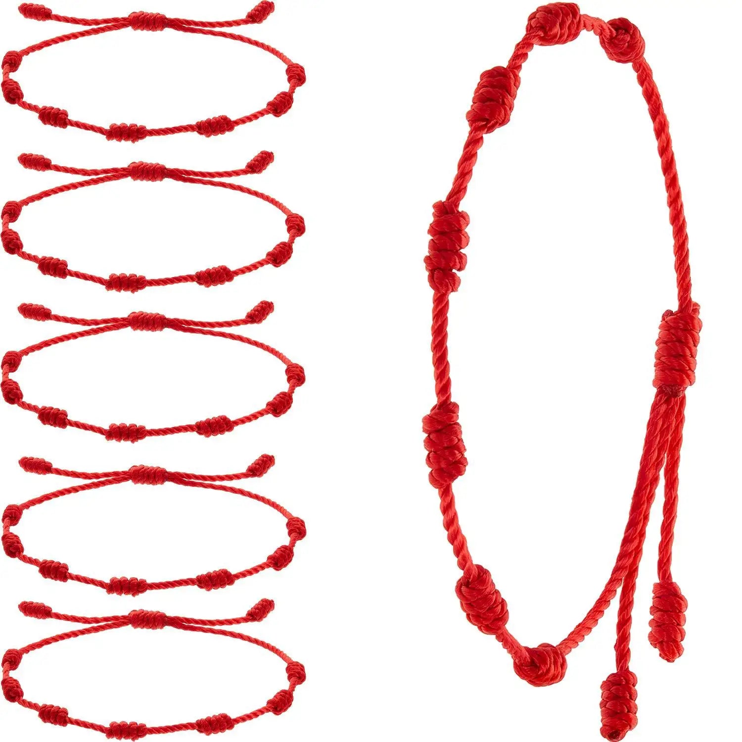 Hot Sale 7 Knots Friendship Red Bracelet Adjustable Fashion Bracelet Aesthetic Handmade Woven Rope Bracelets