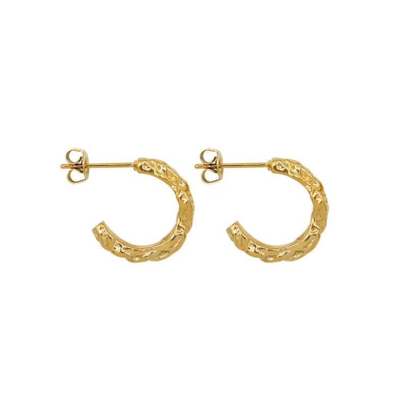Small Minimalist Earrings Stainless Steel Silver Gold Plated C Shape 17mm Hoop Earrings