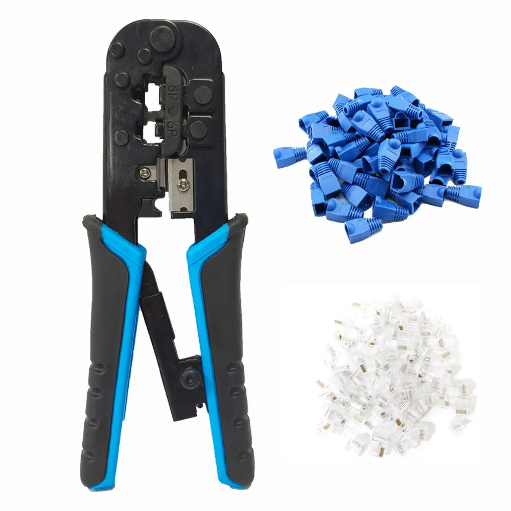 Ethernet Wire Cable Cutter Crimper Clamp 6P 8P Pass Through Ratchet RJ45 Crimping Tool Pliers for Cat5e Cat6