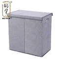 KUYUE Double Laundry Hamper With Lid Removable Liners Linen Hampers Grey Foldable Bin Easily Transport Clothes Basket