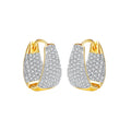 Micro Inlaid Gold Plated Bling Cubic Zirconia Two Tones Ear Buckle French Trendy Hoop Earrings for Women Double Sided CZ Jewelry