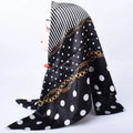 New Satin  90 Large Square Silk Scarf for Women Classic Stripes Dots Printed  Shawl  Muslim Hijab Other Scarves