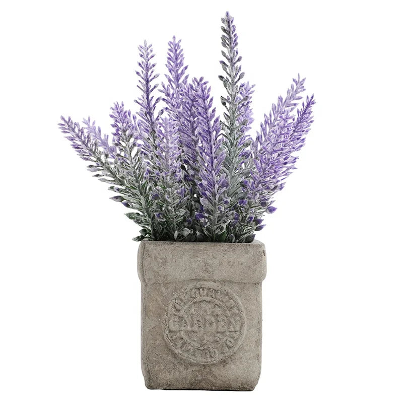 Hot Sale Lavender Bonsai Artificial Plants Potted Plastic Lavender Flower With Pot