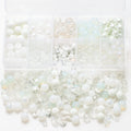 Zhubi White Opal Gradient Color Natural Stone Gravels 8MM Round Glass Beads Set Crystals Loose Beads for Jewelry Making