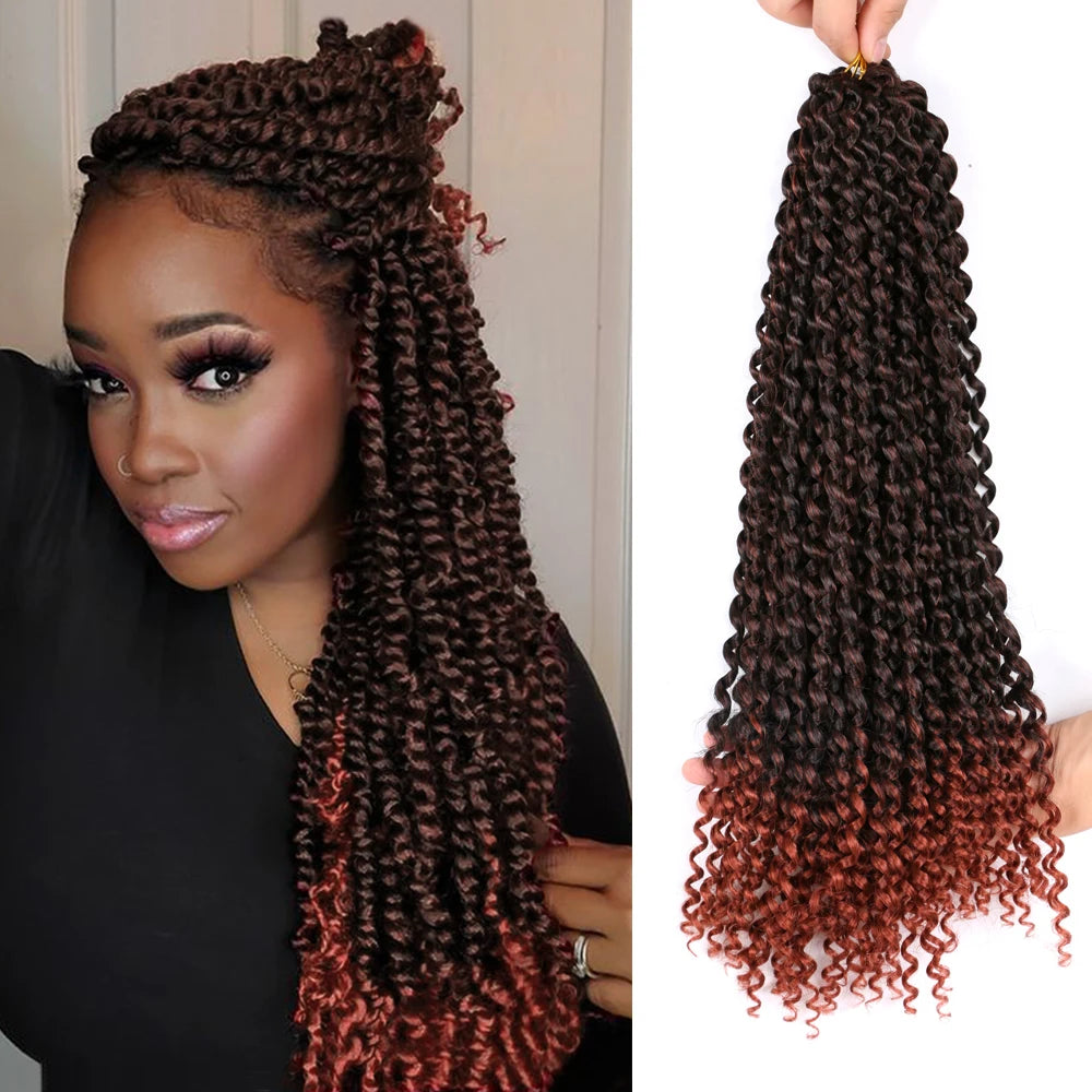 Pre-Looped Bohemian Curly Kankelon Synthetic Braiding Hair Extensions Passion Twist Crochet Hair Orange for Ombre Water Wave for MegaBDM