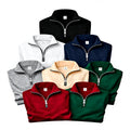 Bangladesh CN Factory Price Custom Logo Embroidery Men's Half Zip Stand Collar Casual Loose Pullover 400G Sweatshirt MegaBDM