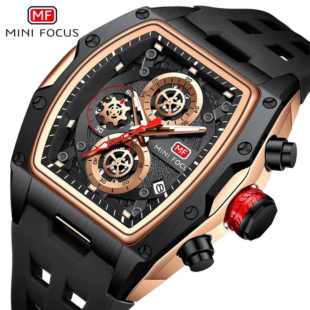 MINI FOCUS 0473 New Watches Luxury Sport Quartz Watch for Men Waterproof With Luminous Hands Chronograph Wristwatches Blue Strap