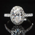 Luxury Jewelry IGI Lab Diamond Jewelry Pure 14K Gold 2.0CT Oval Cut Diamond Halo Engagement Wedding Ring