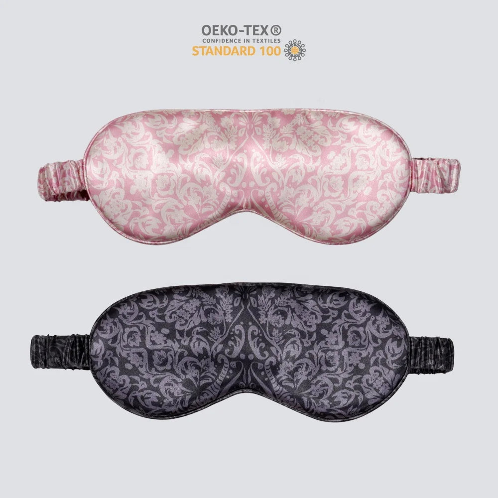 Custom Logo Design European Pattern Printed Night Sleeping Travel Eye Mask Cover Blindfold With Custom Gift Box