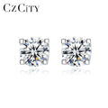 CZCITY Fashion Jewelry Real 1Ct Trending Simple Designer Stud Earring for Woman Moissanite Earing