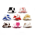 2022 Designer Wholesale Fluffy Fuzzy Furry Women's Bucket Caps Plain Faux Fur Cow Print Fisherman Winter Bucket Hat for Women