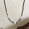 Various Styles Beaded Chain 925 Sterling Silver Black Agate Irregular Bead Charm Necklace for Women