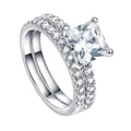 Hot Selling Halo Zircon Stackable Half Eternity Ring Band Set 925 Sterling Silver Engagement Wedding Diamond Rings for Women