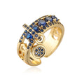 Latest Blue Cz Ins Style Fashion Gold Women Adjustable Rings