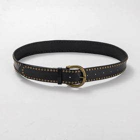 JULUN Belts For Women Western Belts Belts Men Studded Western Style Leather Belt Antique Brass Buckle Casual Belts