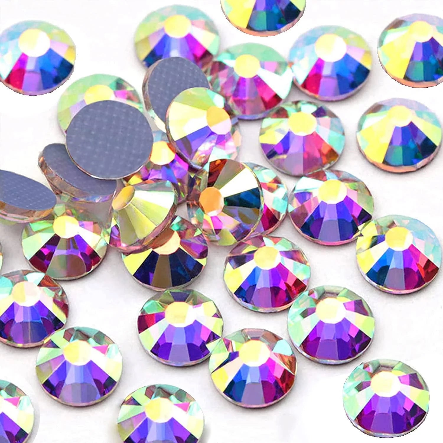 JC Crystal Wholesale SS6-SS12 Round Glass Hotfix Flatback Rhinestones 1440pcs Crystal AB Hotfix Flatback Rhinestones in Bulk