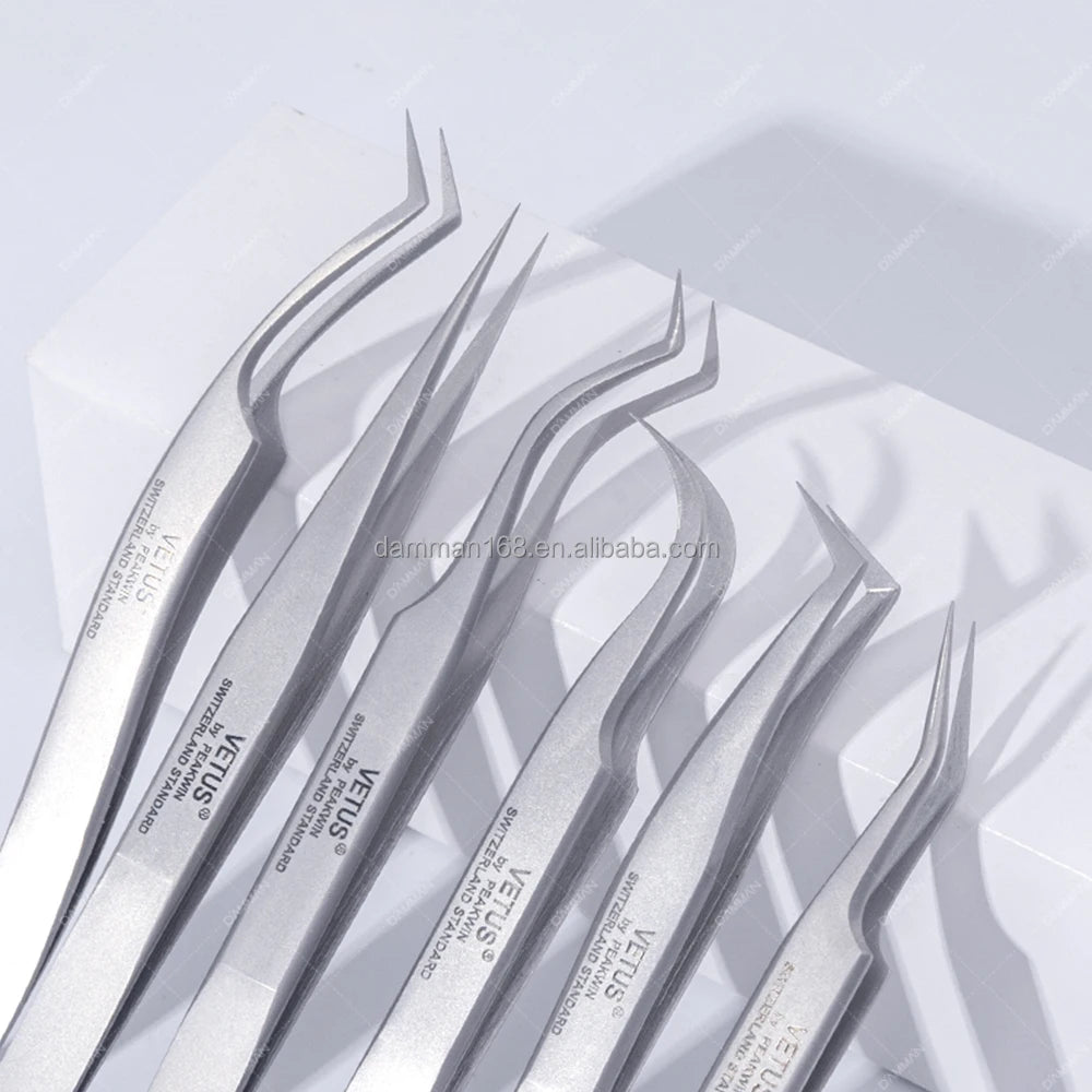 Vetus SA Series Tweezers Professional Eyelash Extensions Tool Silver Stainless Steel Eye Lashes Tweezers