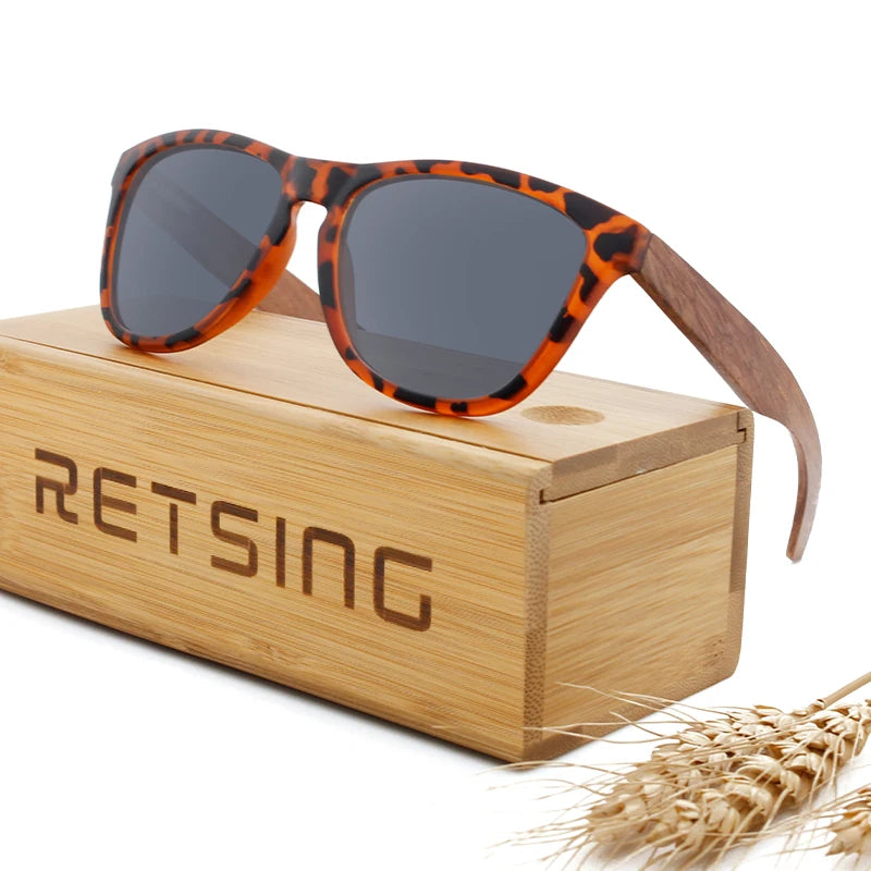 Hand-Polished Wooden Sunglasses: Spring Hinges & Custom Engraving for Outdoor Occasions