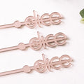 Laser Logo Rose Gold Mirror Acrylic Cocktail Stirrers Laser Cut Wedding Decor Drink Stirrers Swizzle Sticks