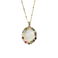 Wholesale Oval Medal Sacred Virgin Mary Necklace Zircon Beads Mother Pearl Shell Pendant Neck Women