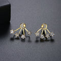 LUOTEEMI Girls Cubic Beautiful Flower Small Stone Earings Jewelry Double Use Women Fashion Moon and Star Earring Stud