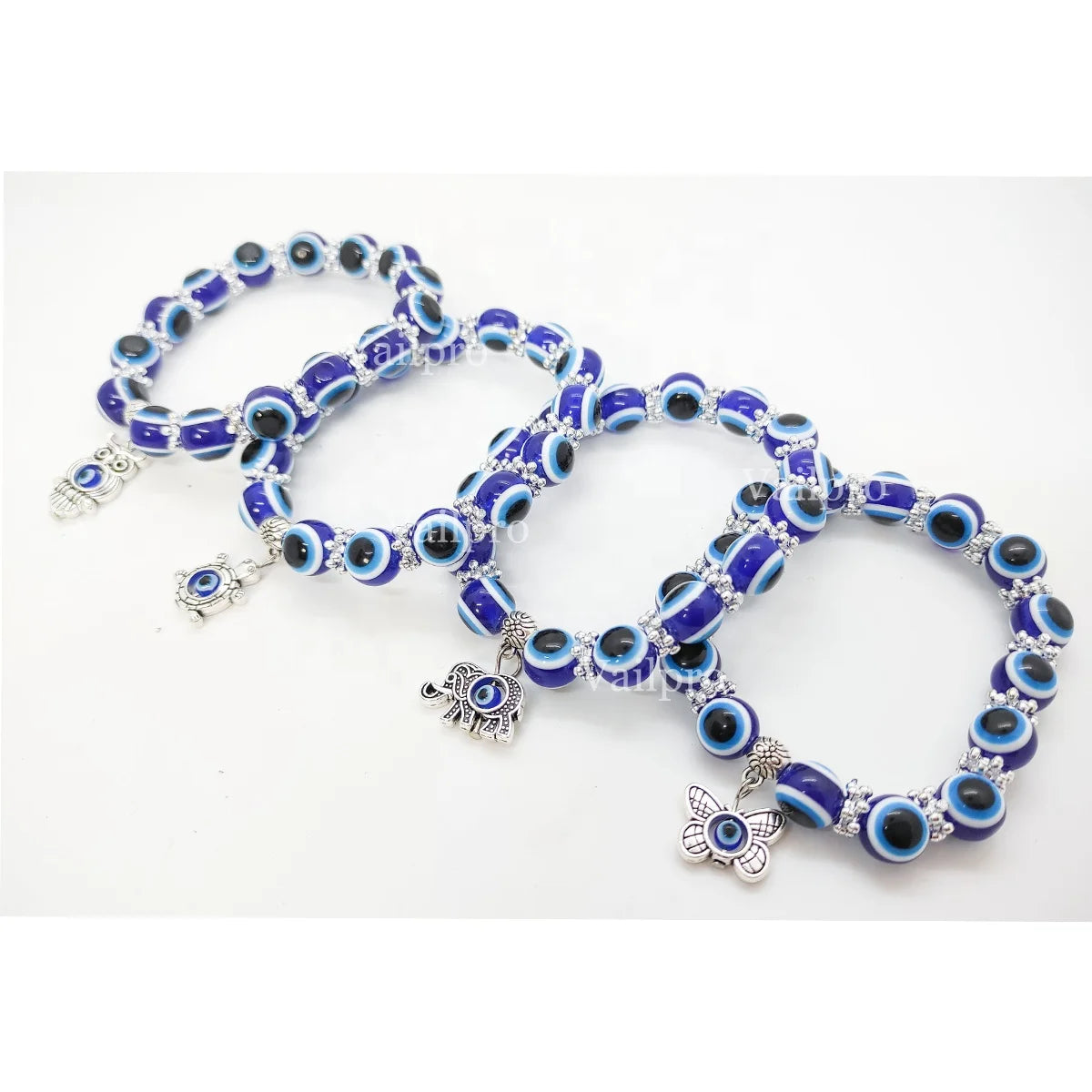 Turkish Resin Blue Evil Eye Bracelet With Charms Hand of Fatima Beads for Bracelet Making Elastic Rope Evil Eye Bracelets Band