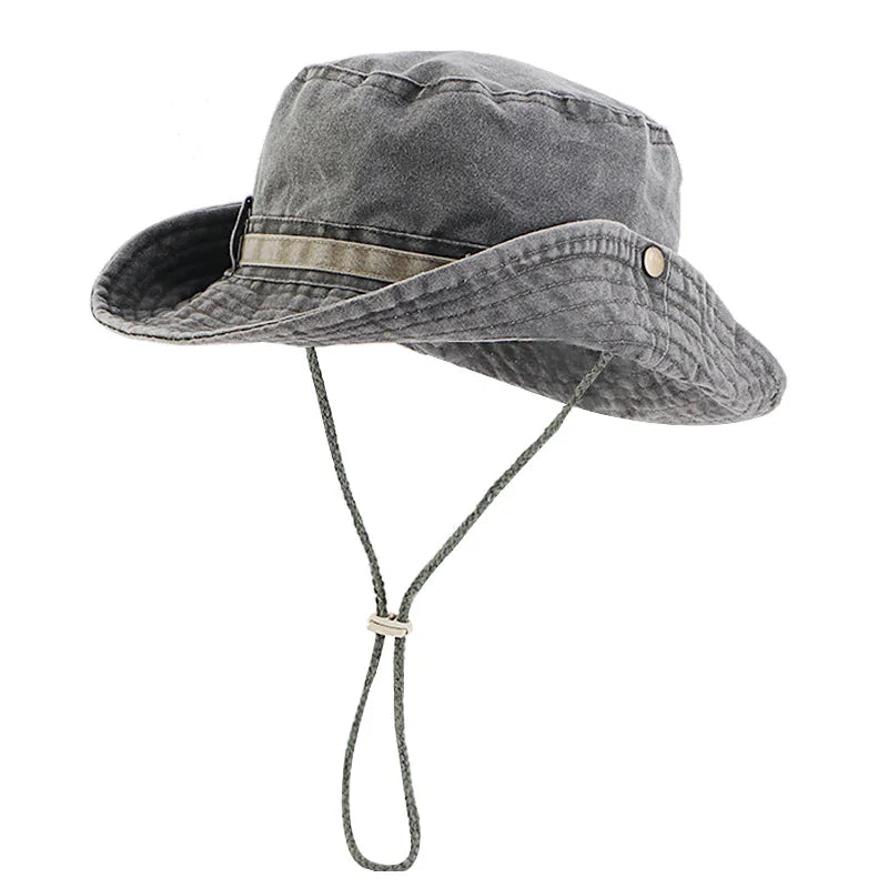 Wholesale Climbing Hiking Bucket Outdoor Custom Logo Sun Adjustable Hat Fishing Washed Cotton Boonie Hats for Women Men